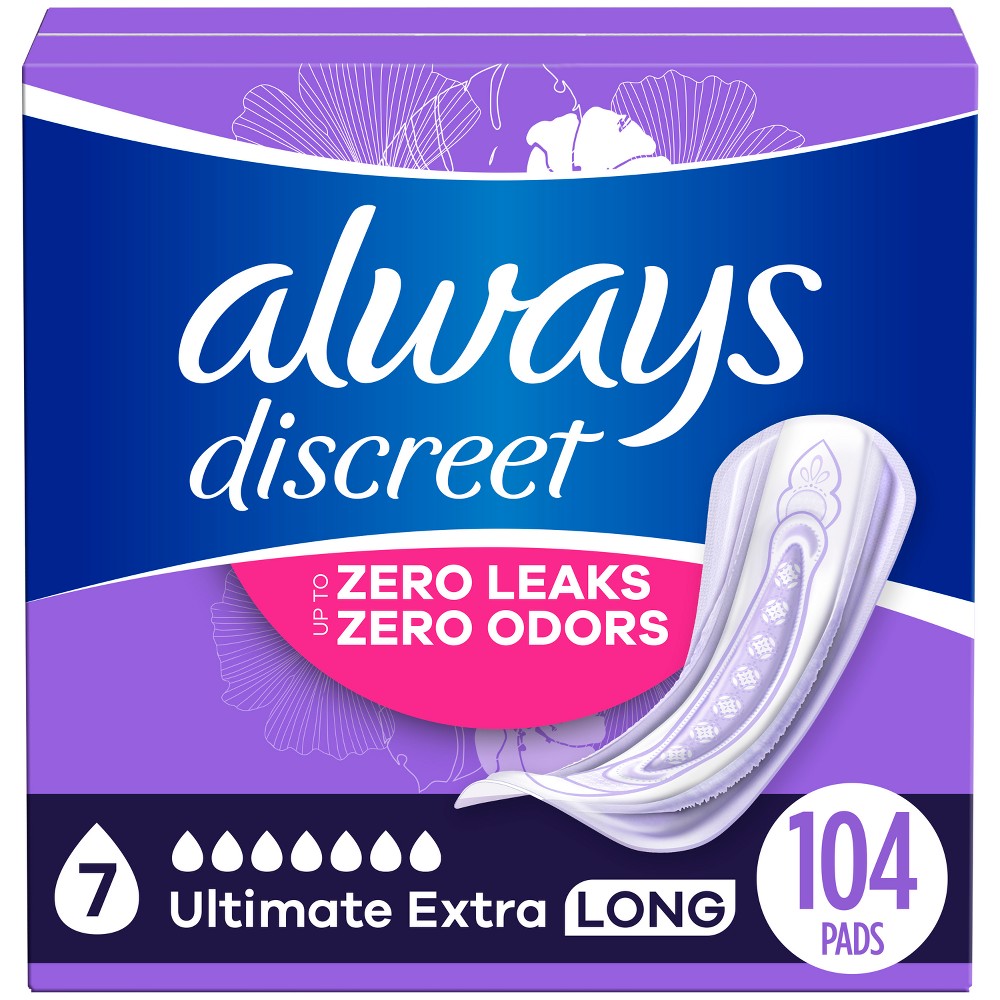 Always Discreet Ultimate Size 7 Drop Incontinence Pads - XL - 104ct