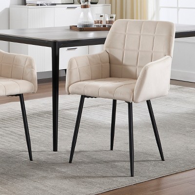 Velvet Upholstered Dining Chair with Wide Seat & Armrests,Comfortable Easy-Clean Accent or Living Room-Baofuwish