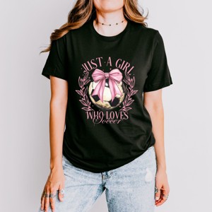 Simply Sage Market Just A Girl Who Loves Soccer Coquette Short Sleeve Tee - 1 of 4