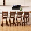 Costway 4 PCS 24.5" Counter Height Bar Chairs Swivel Bar Stools with Hollow Backrest Brown/White - image 2 of 4