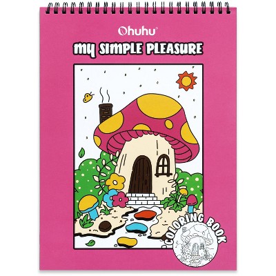 Ohuhu Double Sided Coloring Book Bleedproof - My Simple Pleasure Coloring Book - 20 Sheets/40 Pages Spiral Coloring Book -Great Stress-Relieving Gift