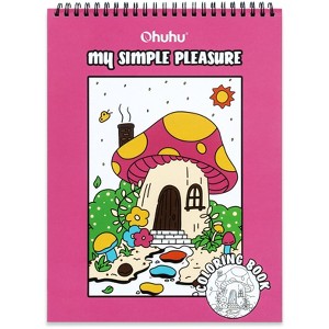 Ohuhu Double Sided Coloring Book Bleedproof - My Simple Pleasure Coloring Book - 20 Sheets/40 Pages Spiral Coloring Book -Great Stress-Relieving Gift - 1 of 4
