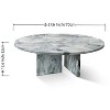 TOAOTBNBO Round Coffee Table with Semi-polished Surface, Wood Center Tables without Flaws, Minimalist Coffee Tables for Living Room, Grayish-blue - 3 of 4
