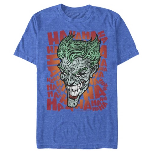 Men's Batman Joker Laugh Background Text T-shirt - Royal Blue Heather - 3x  Large : Target