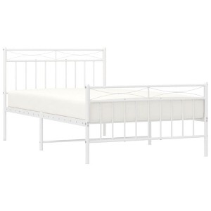vidaXL Classic Design White Metal Bed Frame with Underbed Storage Space, Headboard and Footboard - 1 of 4