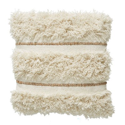 20"x20" Tufted Natural Striped Square Throw Pillow - Patina Vie