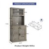 Kitchen Pantry Cabinet, 71" Tall Kitchen Hutch Storage Pantry with Microwave Stand, Freestanding Buffet with Shelves and Glass Doors - 2 of 4