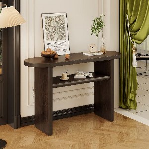 PAGED Modern Minimalist Console Table for Entryway with Adjustable Feet, 2-Tier Storage Entryway Table with Rounded Edges, Entryway Sofa Table - 1 of 4