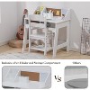 Kids Study Desk with Adjustable Chair, Study Table Chair Set with Buttetin Board, Pen Holders, Student Art Table for Boys Girls, White - 4 of 4