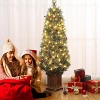 4.5ft Artificial Christmas Tree，Prelit Christmas Tree Design with 300 Warm White Lights, and Vintage Potted Base, Perfect for Home,Party Decoration - 2 of 4