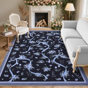 Non-Slip Hallway Runner, Soft Washable Coquette Purple Rug for Kitchen, Bedroom, & Nursery - 1 of 4