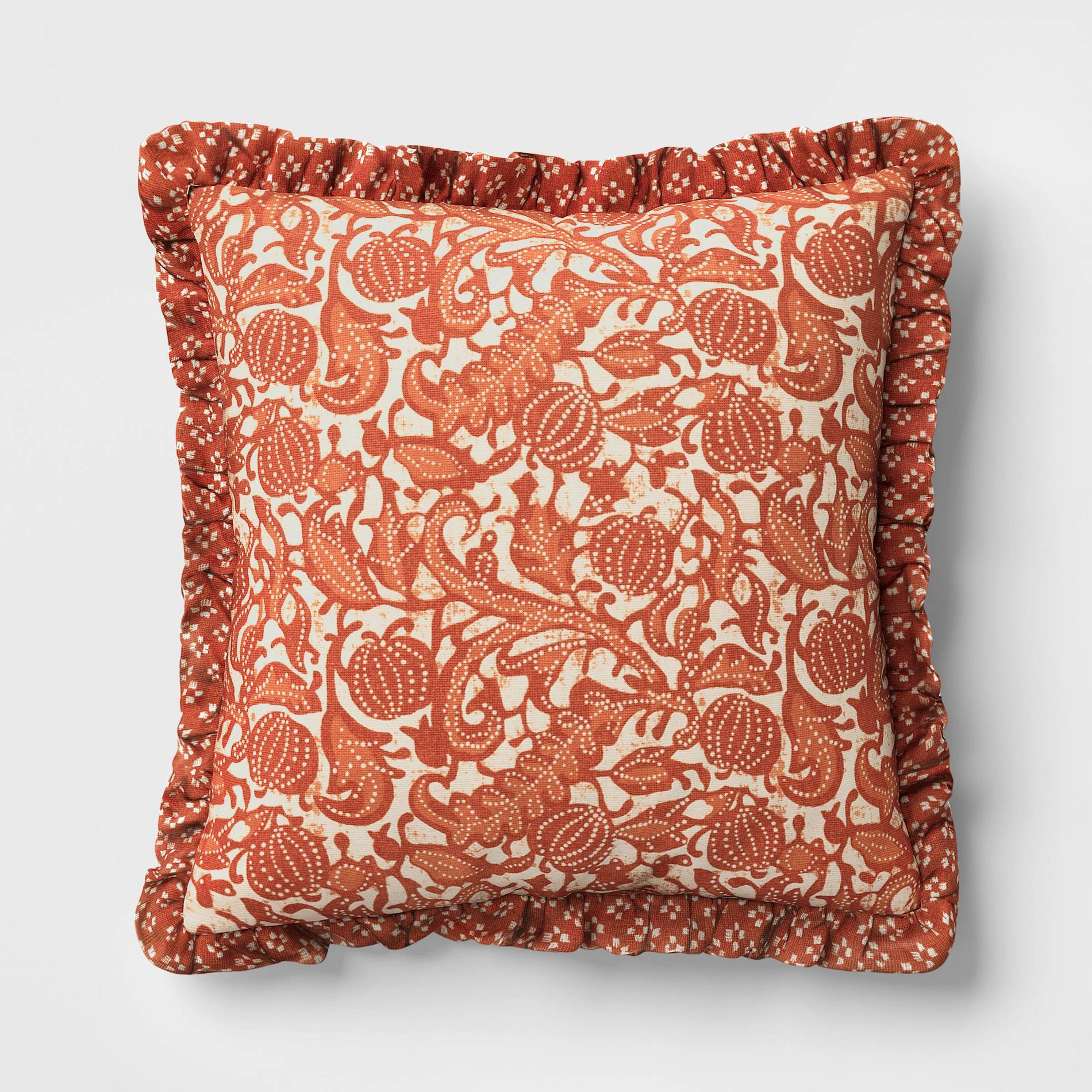 Square Pumpkin Pillow with Printed Reverse and Ruffle Trim - Threshold™