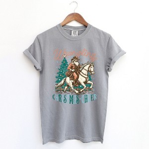 Simply Sage Market Women's Wrangling Christmas Cheer Short Sleeve Garment Dyed Tee - 1 of 4