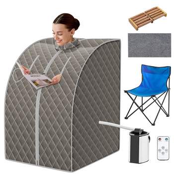 Costway Portable Steam Sauna w/ 9-gear Adjustable Temperature & Herbal Box Gray\Black\Coffee