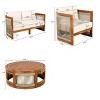 4 PCS Patio Seating Set, Curved Tub Design Chairs and Loveseat with Woven Rope Accents, Acacia Wood Chairs with Polyester Cushion-Coolbibila - 4 of 4