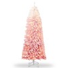 Snow Flocked Pencil Christmas Tree - 100 Dual-Color LEDs, 320 Branch Tips w/ Metal Stand - 3 of 4