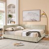 CAVINAS Mid-Century Velvet Daybed – Eucalyptus Wood Sofa Bed Frame, Queen Size Beds Frame with Headboard, Upholstered Platform Bed with Backrest - 2 of 4