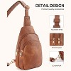 Generic Sling Bag for Women Leather Fanny Pack Crossboday Backpack Brown - 4 of 4