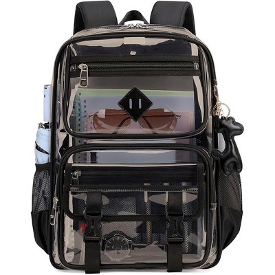Clear Backpack for School, Heavy Duty PVC Transparent Bookbag, Stadium Approved See Through Backpack for Sports, Concerts, Travel, Events