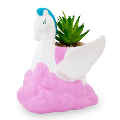 Silver Buffalo Disney Hercules Pegasus 7.25-Inch Ceramic Mini Planter With Artificial Succulent - image 1 of 4