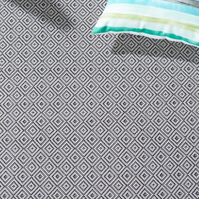 Hampton Grey and Black Rectangular Wool Area Rug