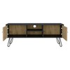 47.6" Manufactured Wood Hairpin Legs TV Rack with 2 Doors, Open Shelves, and Retro-Chic Design for Living Room and Bedroom - 4 of 4