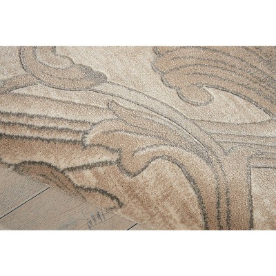 Mocha Floral Synthetic 4' x 6' Handmade Area Rug