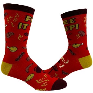 Crazy Dog T-Shirts Men's Fire It Up Socks Funny Backyard Bar-B-Que Grilling Meat Graphic Novelty Footwear - 1 of 4