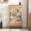 Vynxaria Decorative Storage Cabinet with Mirrored Back and Adjustable Glass Shelves - Cherry/White/Oak - 3 of 4