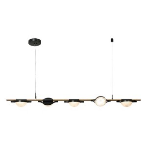 LNC Ptolomaeus 5-Lights 54" Mid-Century Modern Luxury Geometric Integrated LED Kitchen Island Pendant Lightss, Black and White - 1 of 4