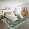 Acekool Washable 5x7 Area Rug, Modern Floral Insect Print, Non Slip Low Pile Soft Stain Resistant Indoor Carpet, Black - 4 of 4