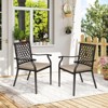 Aoodor Outdoor Patio Stackable Metal Dining Chairs  2-Piece Set with Curved Armrests and Strapped Seat Cushions - 2 of 4