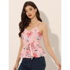 Allegra K Women's Floral Print Sleeveless V Neck Tie Waist Peplum Cami Top - 2 of 4