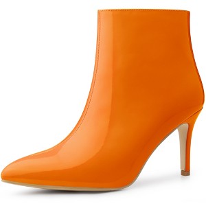 Allegra K Women's Pointed Toe Size Zipper Stiletto High Heel Ankle Boots - 1 of 4