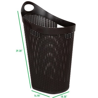 Brown Wicker Rolling Laundry Hamper with Lid and Wheels
