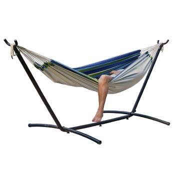 Portable Hammock with Collapsible Stand & Carrying Case - Blue/Green - Algoma