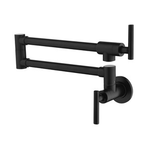 Cobbe Pot Filler Faucet Matte Black Wall Mounted Folding Kitchen Mixer Hob Mixer with Double Section Swing Arms - 1 of 4