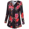 Women's Plus Size Long Sleeve V Neck Tunic Tops Pleated Flowy Tee Shirt Causal Loose Blouse, Red Flower, 5XL - 2 of 4