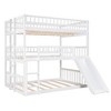 Triple Bunk Beds with Slide,Wooden Full-Over-Full-Over-Full Triple Bed with Built-in Ladder & Slide & Guardrails,Can be Convertible to 3 Beds - image 3 of 4