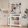 CuisinSmart 62" Tall Kitchen Pantry Cabinet, Buffet Hutch with Microwave Stand & 3 Glass Doors, Coffee Bar Storage Cabinet - 2 of 4