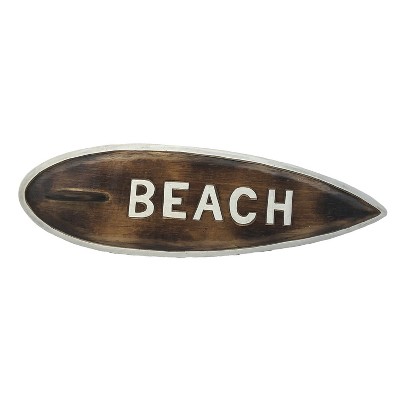 Beachcombers Beach Surfboard Sign Wall Coastal Plaque Sign Wall Hanging Decor Decoration For The Beach 17.5 x 2.5 x 6.5 Inches.