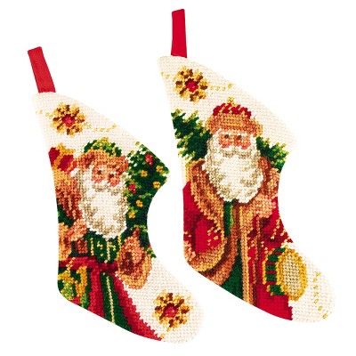 C&F Home Antique Claus Petit Point Mini Stocking A/2