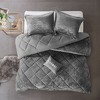 Sapphtopaz Bedding Comforter Set Velvet Solid Color Diamond Quilting Reversible Quilt Set with Throw Pillow - 2 of 4