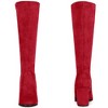 Perphy Women's Round Toe Chunky Heels Side Zip Knee-High Dress Prom Boot - 2 of 4