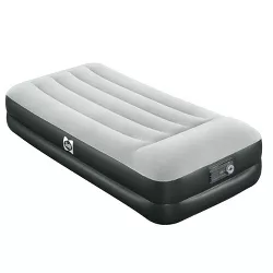 Sealy 94051E-BW 16 Inch High Single Person Inflatable Mattress Internal I-Beam Twin Airbed with Built-In AC Air Pump, Pillow Headrest, and Storage Bag