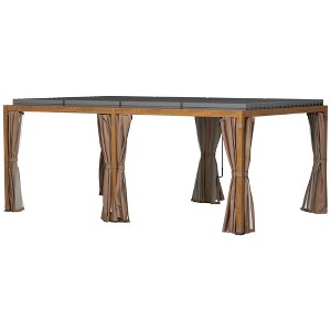 12' x 19' Aluminum Pergola with Adjustable Louvered, Outdoor Pergola with Curtains and Netting - 1 of 4