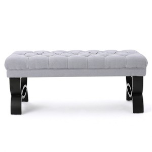 VYNXARIA Ottomans and Benches - Light Gray Ottoman Bench with Button-Tufted Design, 41*18*16 - 1 of 4