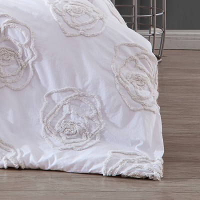Rambling Rose Full/Queen Off-White Cotton Duvet Cover Set