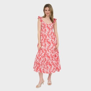 August Sky Women's Sweetheart Neckline Multi Print Midi Dress - 1 of 4