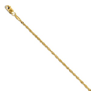Black Bow Jewelry 1.6mm 14k Yellow Gold Diamond Cut Singapore Chain Bracelet & Anklet - 1 of 4